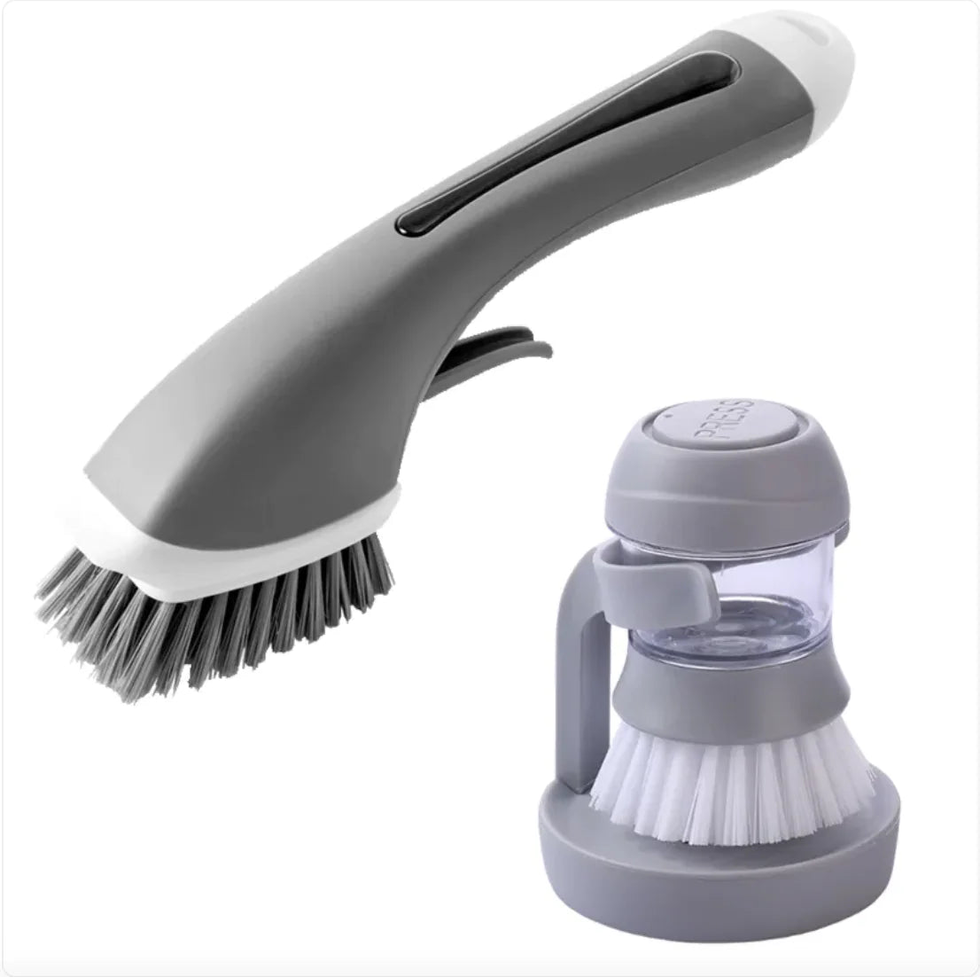 Soap Dispensing Dish Brush Set – Refillable Kitchen Scrub | Pot & Pan Cleaning Tool
