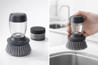 Dish Cleaning Brush with Soap Dispenser | Refillable Kitchen Scrubber with Nylon Bristles