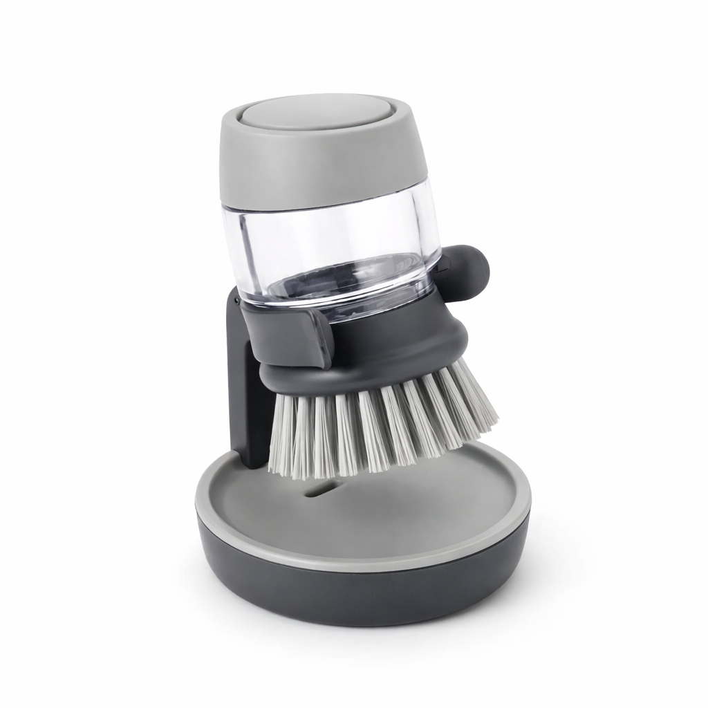 Soap Dispensing Dish Brush Set – Refillable Kitchen Scrub | Pot & Pan Cleaning Tool
