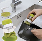 Soap Dispensing Dish Brush Set – Refillable Kitchen Scrub | Pot & Pan Cleaning Tool